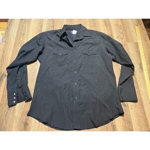 Wrangler Shirt, Men's Size Large? Black, Long Sleeve Button Up Shirt Pockets